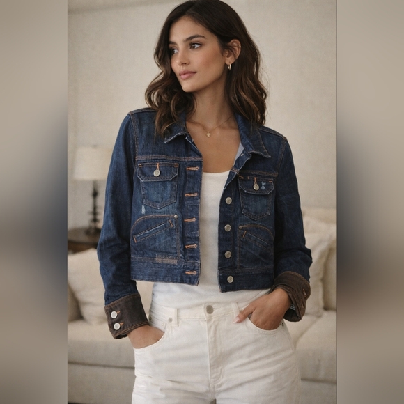 Old Navy Jackets & Blazers - VINTAGE!! Old Navy | Limited Edition Jean Jacket with Leather Cuffs, Size M